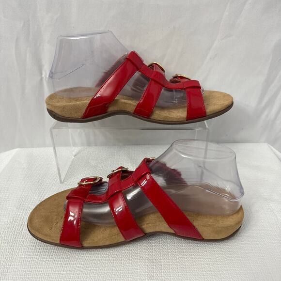 Vionic Misa Sandals Women's Size 9 Red Patent Leather Slides - Picture 7 of 8